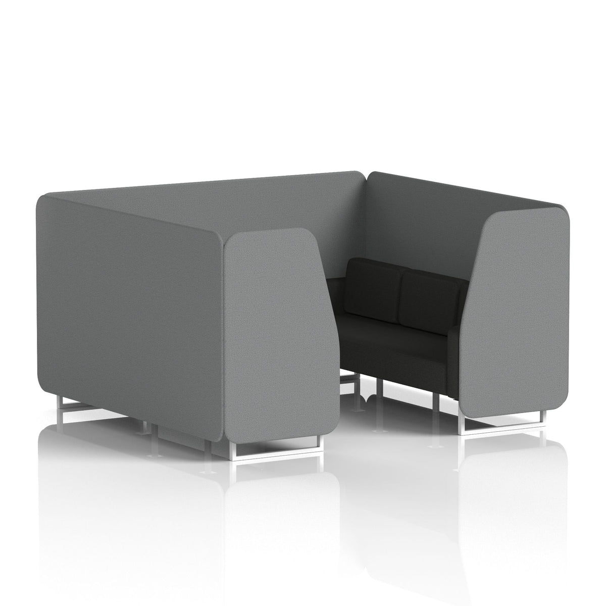 Commercial 6 Seater Privacy Booth – Two Tone – Crib 5 Synergy - Partner Panels And Mix Sofa White - Industrious Decor