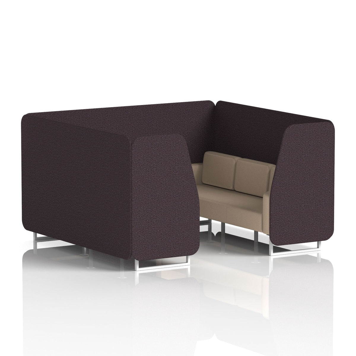Commercial 6 Seater Privacy Booth – Two Tone – Crib 5 Synergy - Wed Panels And Affix Sofa White - Industrious Decor
