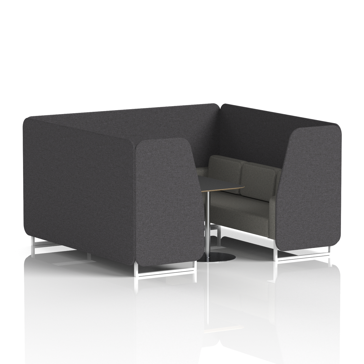 Commercial 6 Seater Privacy Booth with Black Table – Two Tone – Crib 5 X2 - Arithmetic Panels And Number Sofa White - Industrious Decor