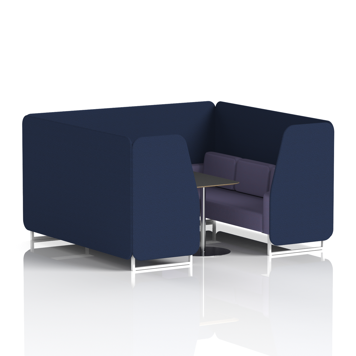 Commercial 6 Seater Privacy Booth with Black Table – Two Tone – Crib 5 Synergy - Alike Panels And Order Sofa White - Industrious Decor