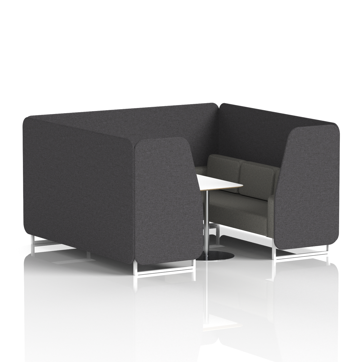 Commercial 6 Seater Privacy Booth with White Table – Two Tone – Crib 5 X2 - Arithmetic Panels And Number Sofa White - Industrious Decor