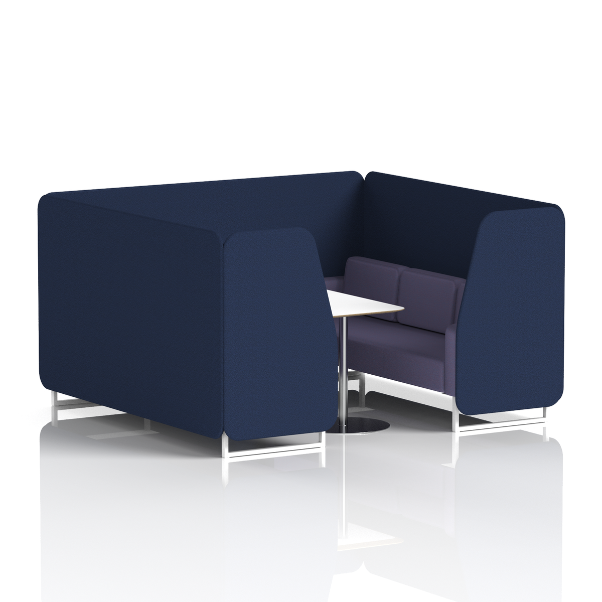 Commercial 6 Seater Privacy Booth with White Table – Two Tone – Crib 5 Synergy - Alike Panels And Order Sofa White - Industrious Decor