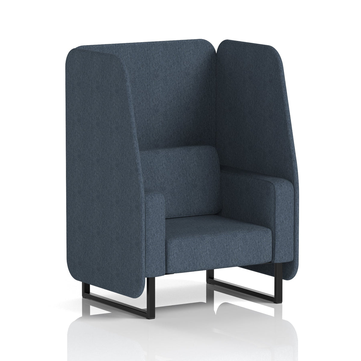 Commercial 1 Seater Open Privacy Booth – Single Tone – Crib 5 Rivet - Crucible Panels And Sofa Black - Industrious Decor