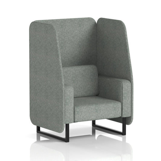 Commercial 1 Seater Open Privacy Booth – Single Tone – Crib 5 Rivet - Prime Panels And Sofa Black - Industrious Decor