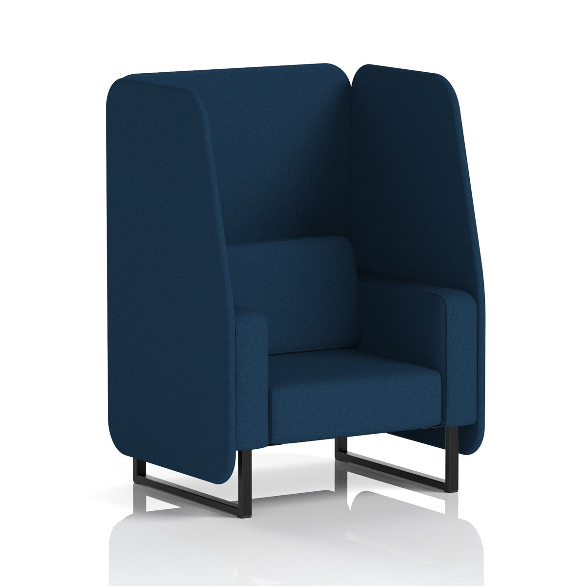 Commercial 1 Seater Open Privacy Booth – Single Tone – Crib 5 X2 - Calculus Panels And Sofa Black - Industrious Decor