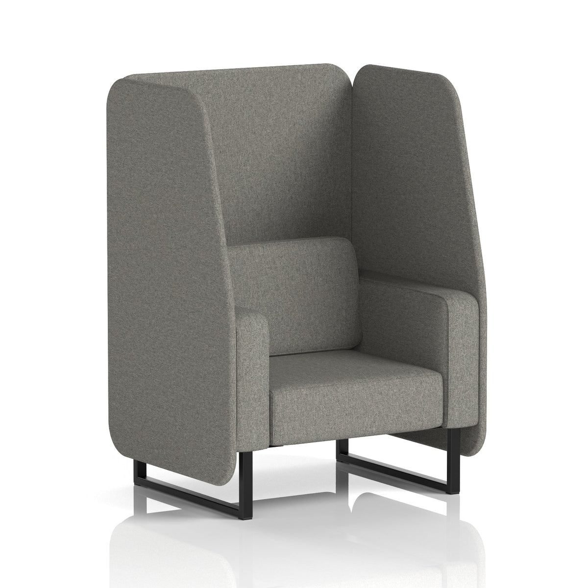 Commercial 1 Seater Open Privacy Booth – Single Tone – Crib 5 X2 - Number Panels And Sofa Black - Industrious Decor
