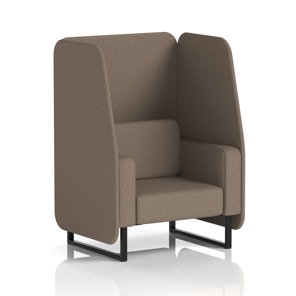 Commercial 1 Seater Open Privacy Booth – Single Tone – Crib 5 X2 - Theory Panels And Sofa Black - Industrious Decor
