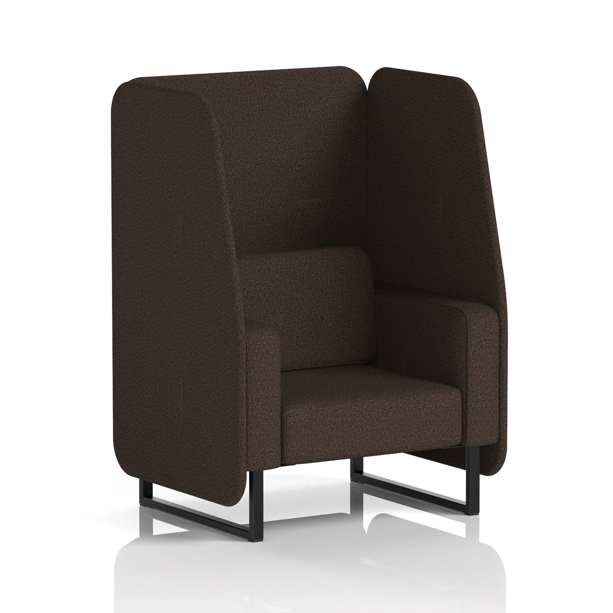 Commercial 1 Seater Open Privacy Booth – Single Tone – Crib 5 Synergy - Wed Panels And Sofa Black - Industrious Decor