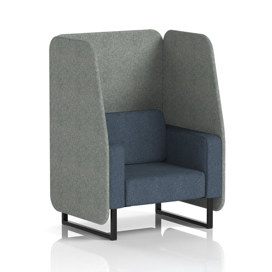 Commercial 1 Seater Open Privacy Booth – Two Tone – Crib 5 Rivet - Prime Panels And Crucible Sofa Black - Industrious Decor