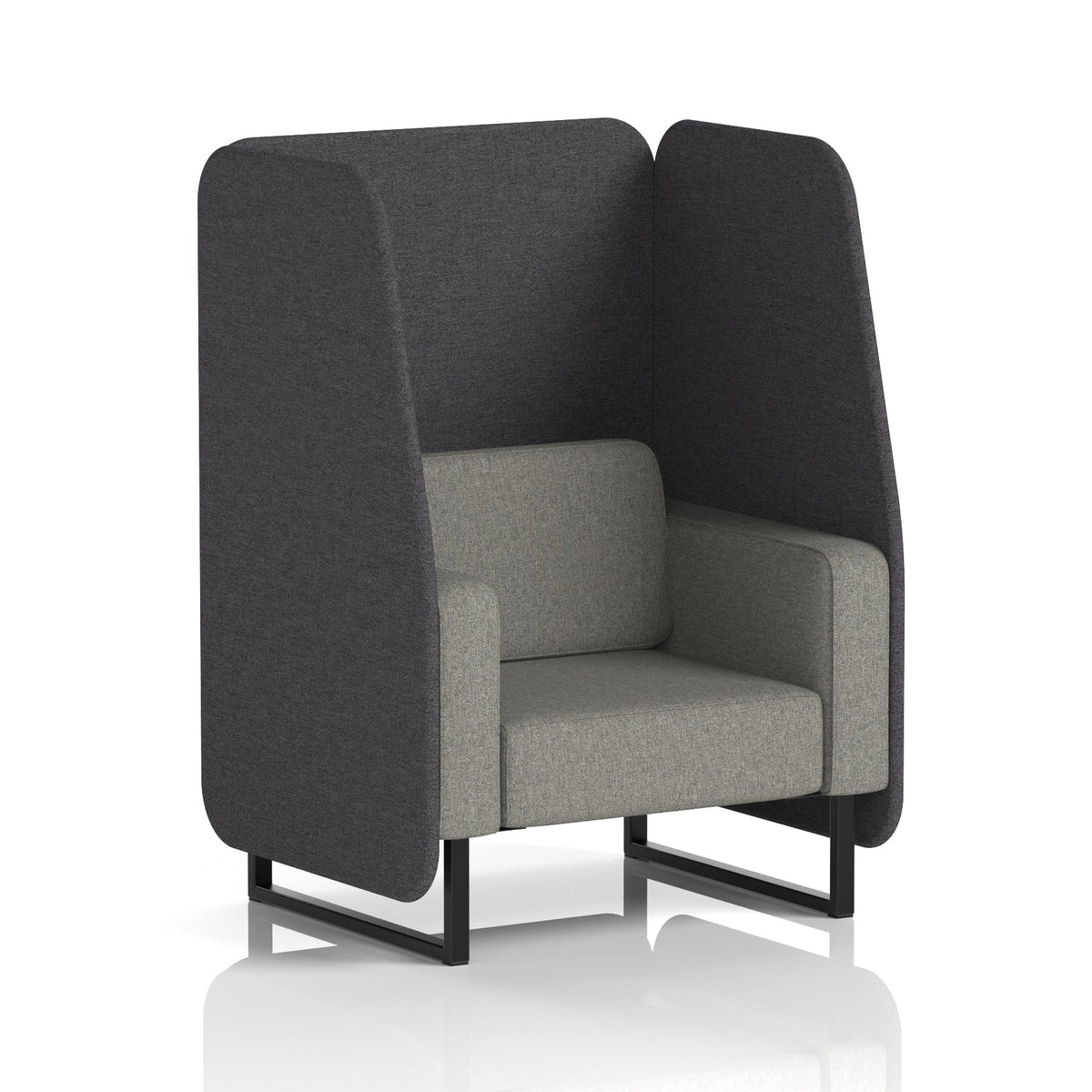 Commercial 1 Seater Open Privacy Booth – Two Tone – Crib 5 X2 - Arithmetic Panels And Number Sofa Black - Industrious Decor
