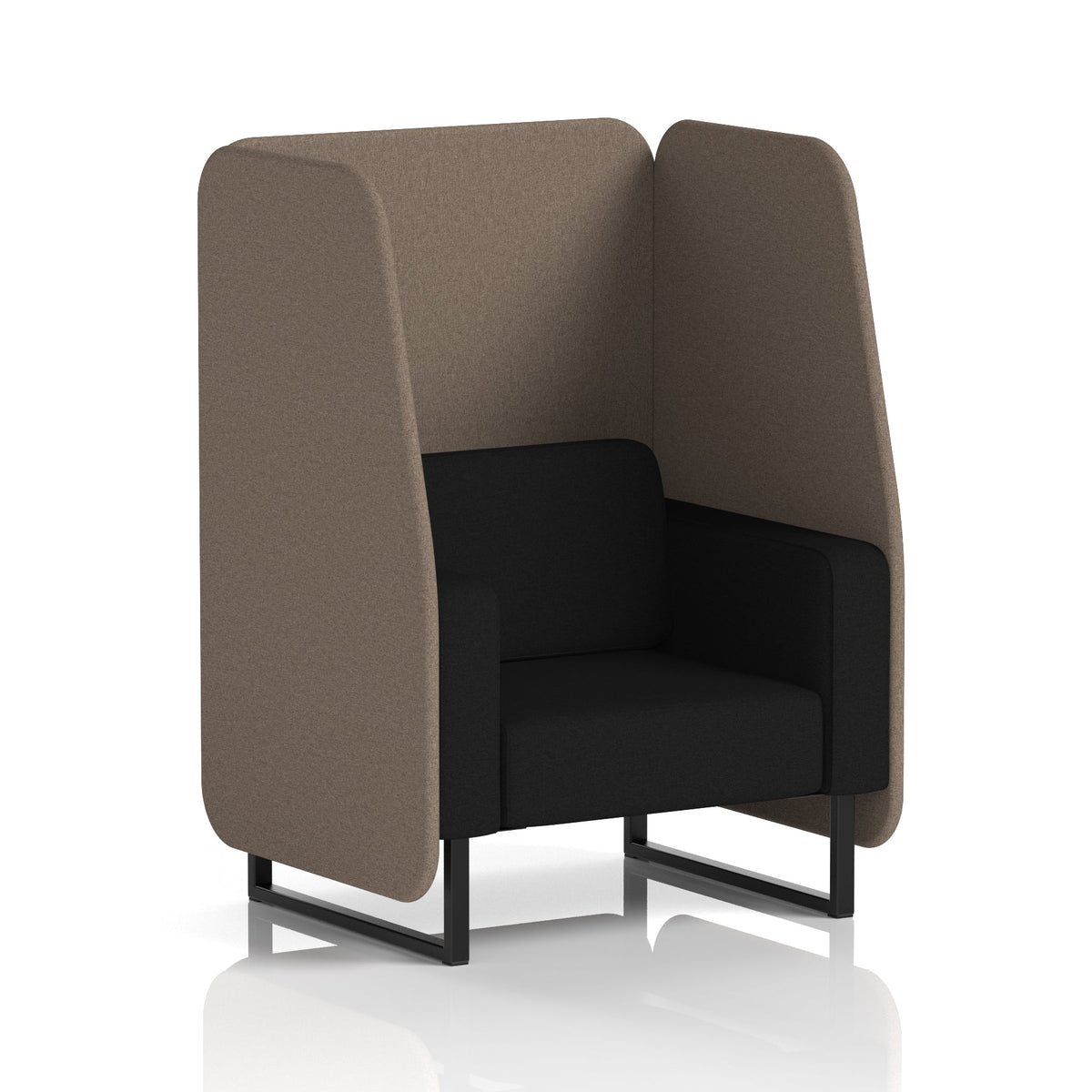 Commercial 1 Seater Open Privacy Booth – Two Tone – Crib 5 X2 - Theory Panels And Diameter Sofa Black - Industrious Decor