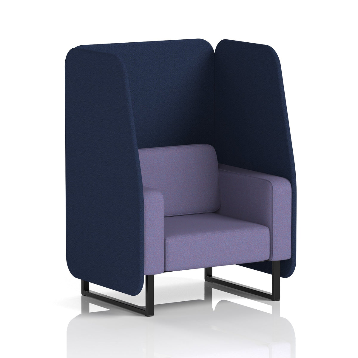 Commercial 1 Seater Open Privacy Booth – Two Tone – Crib 5 Synergy - Alike Panels And Order Sofa Black - Industrious Decor