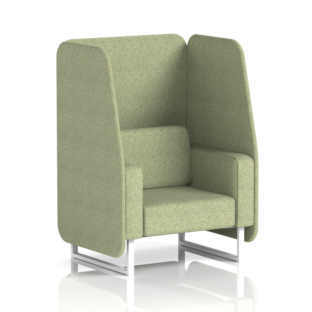 Commercial 1 Seater Open Privacy Booth – Single Tone – Crib 5 Rivet - Burnish Panels And Sofa White - Industrious Decor