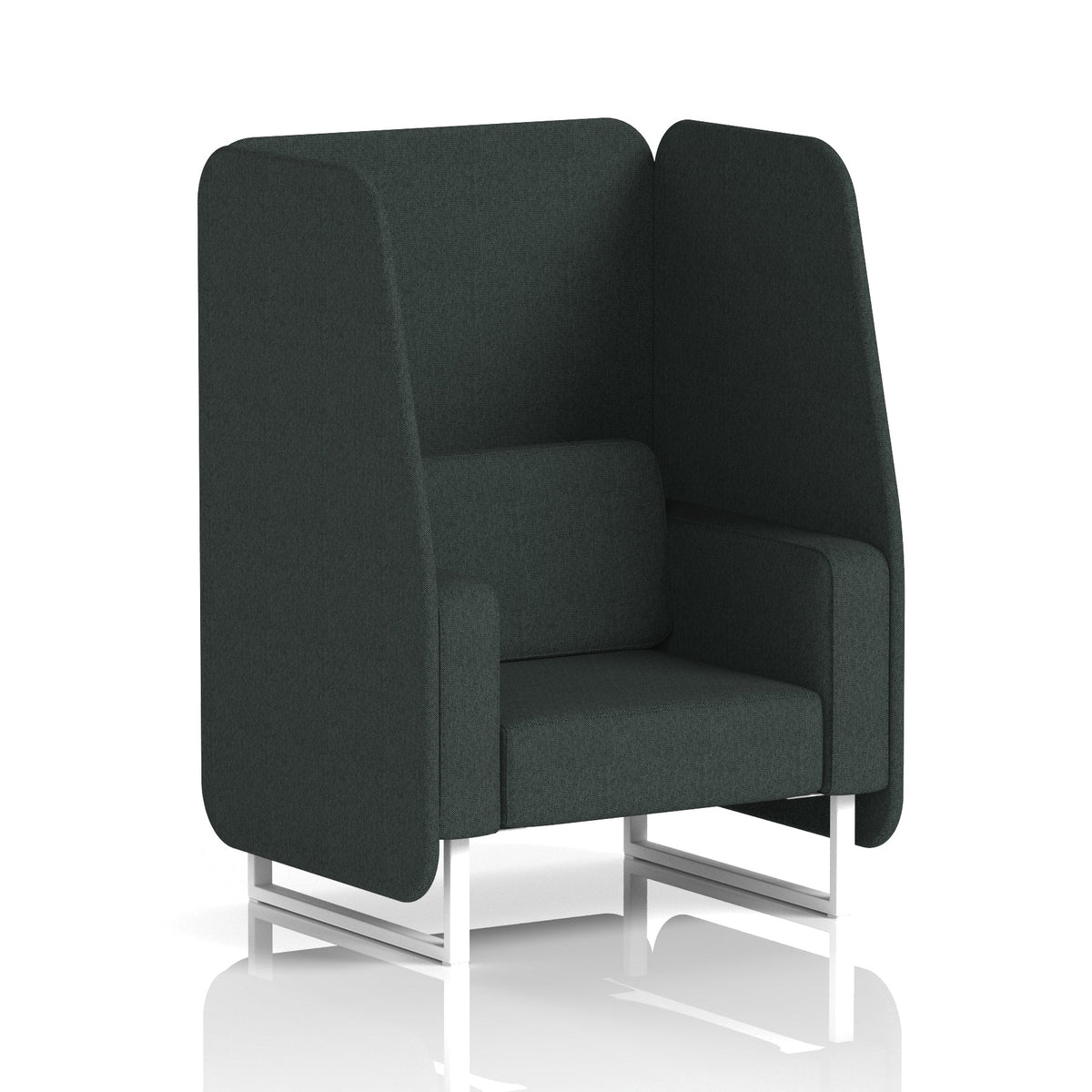Commercial 1 Seater Open Privacy Booth – Single Tone – Crib 5 Rivet - Charcoal Panels And Sofa White - Industrious Decor