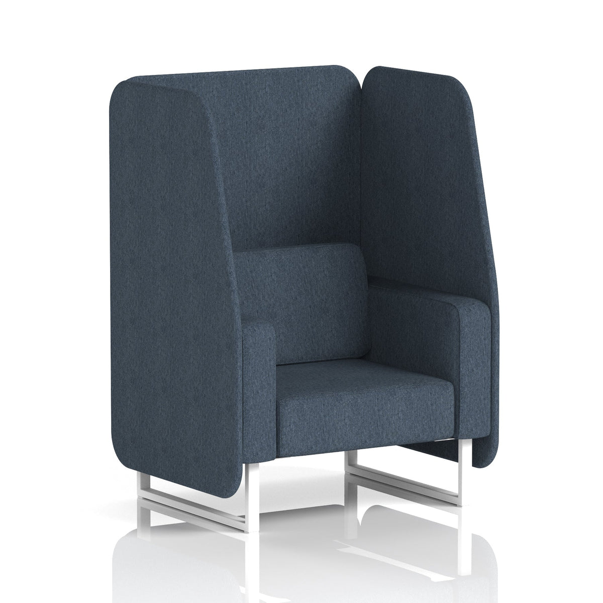 Commercial 1 Seater Open Privacy Booth – Single Tone – Crib 5 Rivet - Crucible Panels And Sofa White - Industrious Decor