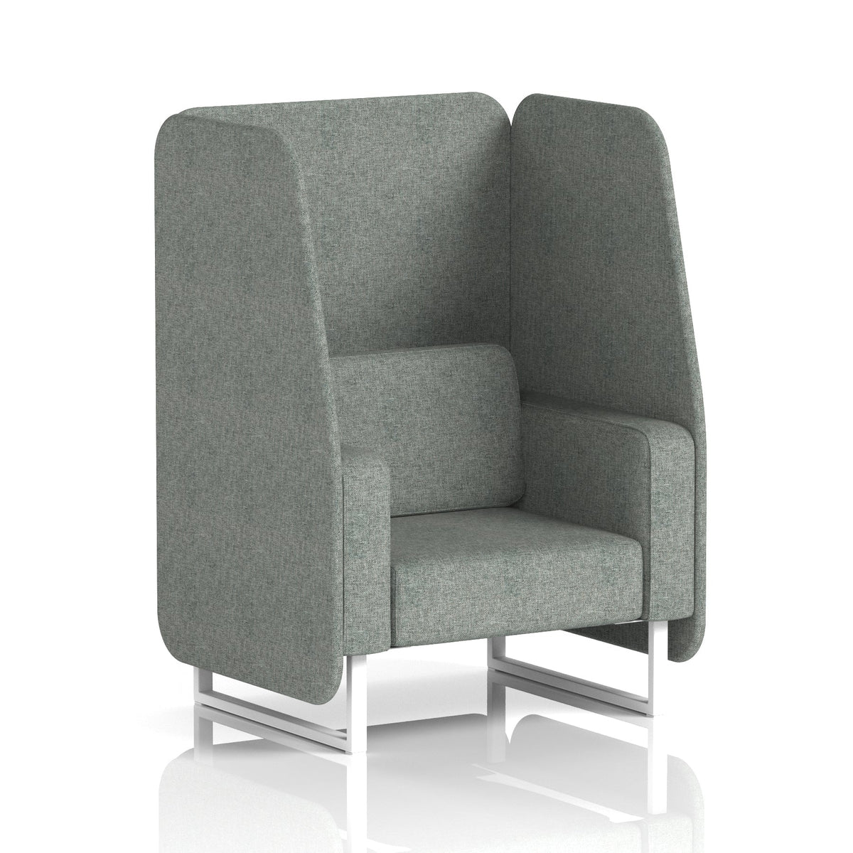 Commercial 1 Seater Open Privacy Booth – Single Tone – Crib 5 Rivet - Prime Panels And Sofa White - Industrious Decor