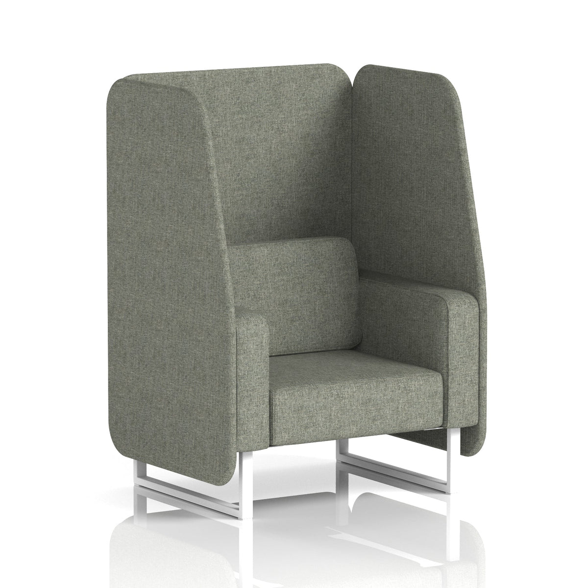 Commercial 1 Seater Open Privacy Booth – Single Tone – Crib 5 Rivet - Vitreous Panels And Sofa White - Industrious Decor
