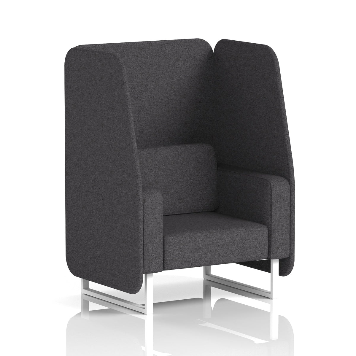 Commercial 1 Seater Open Privacy Booth – Single Tone – Crib 5 X2 - Arithmetic Panels And Sofa White - Industrious Decor