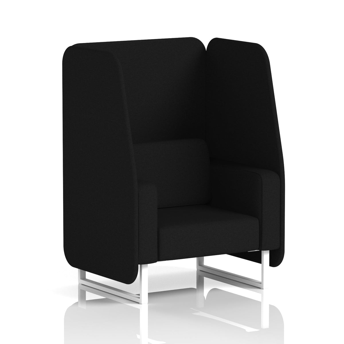 Commercial 1 Seater Open Privacy Booth – Single Tone – Crib 5 X2 - Diameter Panels And Sofa White - Industrious Decor