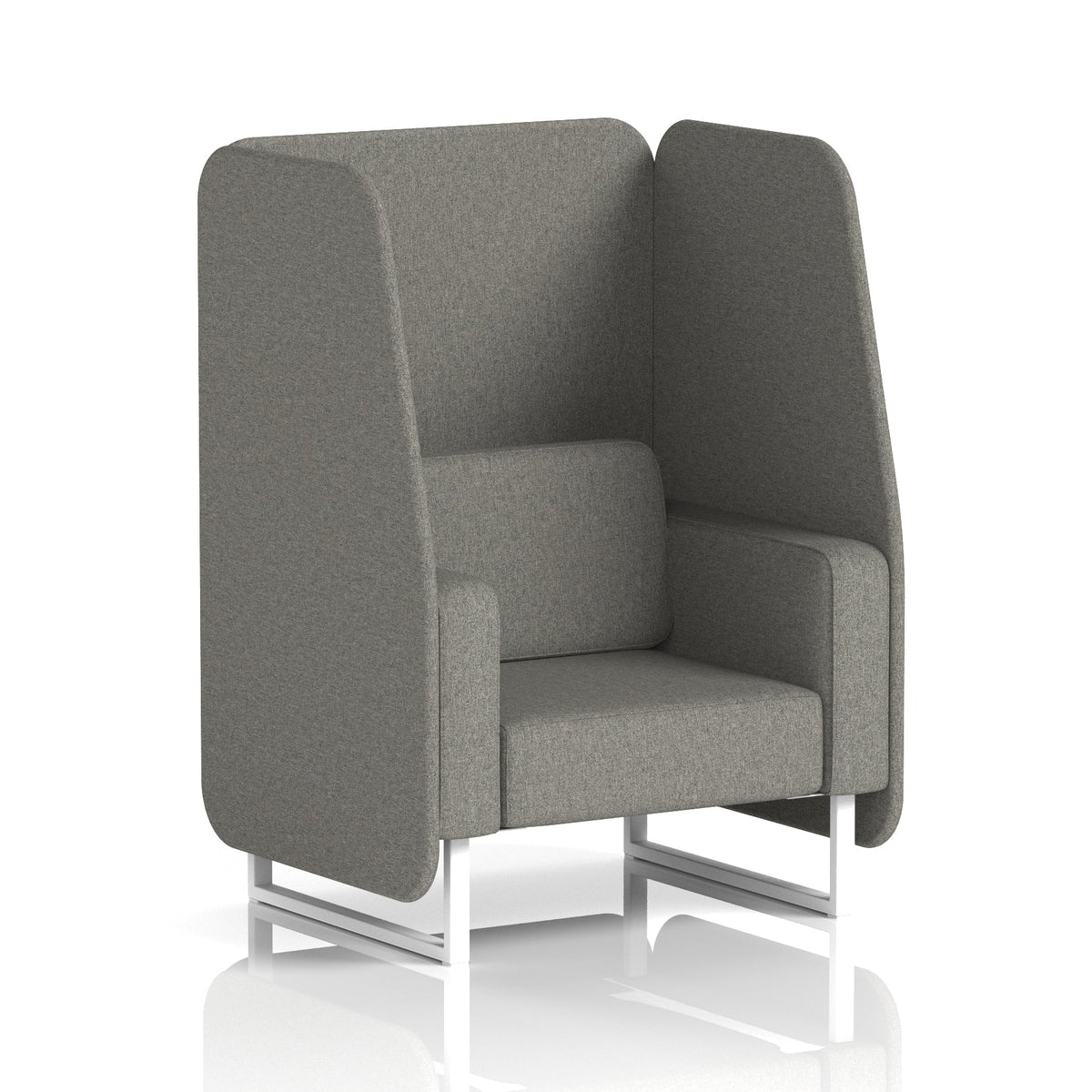 Commercial 1 Seater Open Privacy Booth – Single Tone – Crib 5 X2 - Number Panels And Sofa White - Industrious Decor