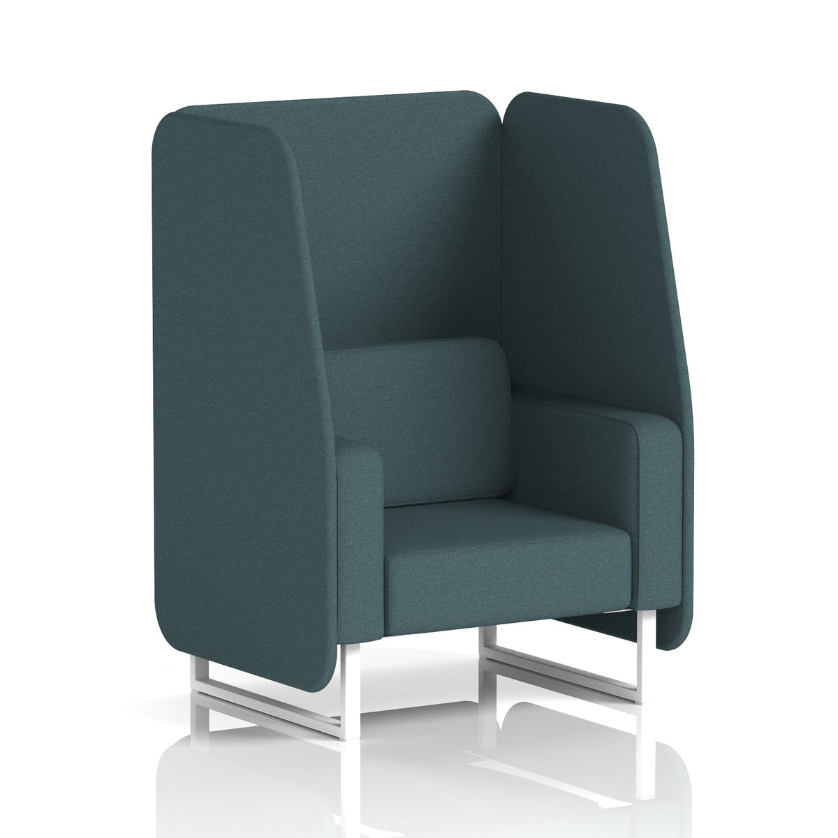 Commercial 1 Seater Open Privacy Booth – Single Tone – Crib 5 X2 - Polygon Panels And Sofa White - Industrious Decor
