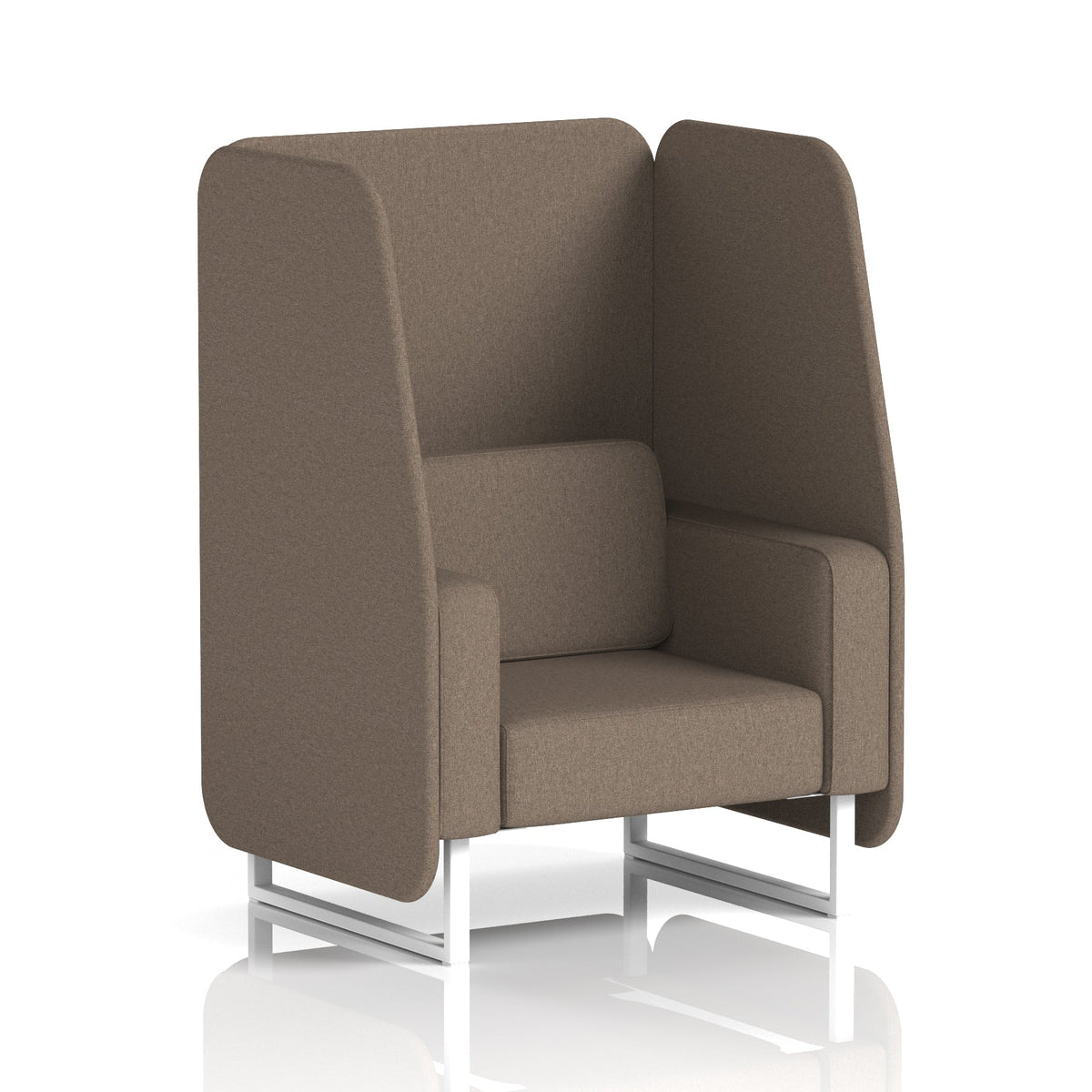 Commercial 1 Seater Open Privacy Booth – Single Tone – Crib 5 X2 - Theory Panels And Sofa White - Industrious Decor