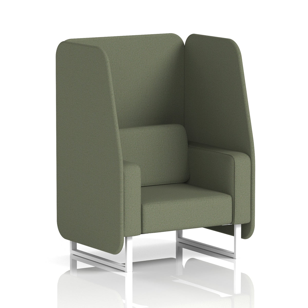 Commercial 1 Seater Open Privacy Booth – Single Tone – Crib 5 Main Line Flax - Monument Panels And Sofa White - Industrious Decor