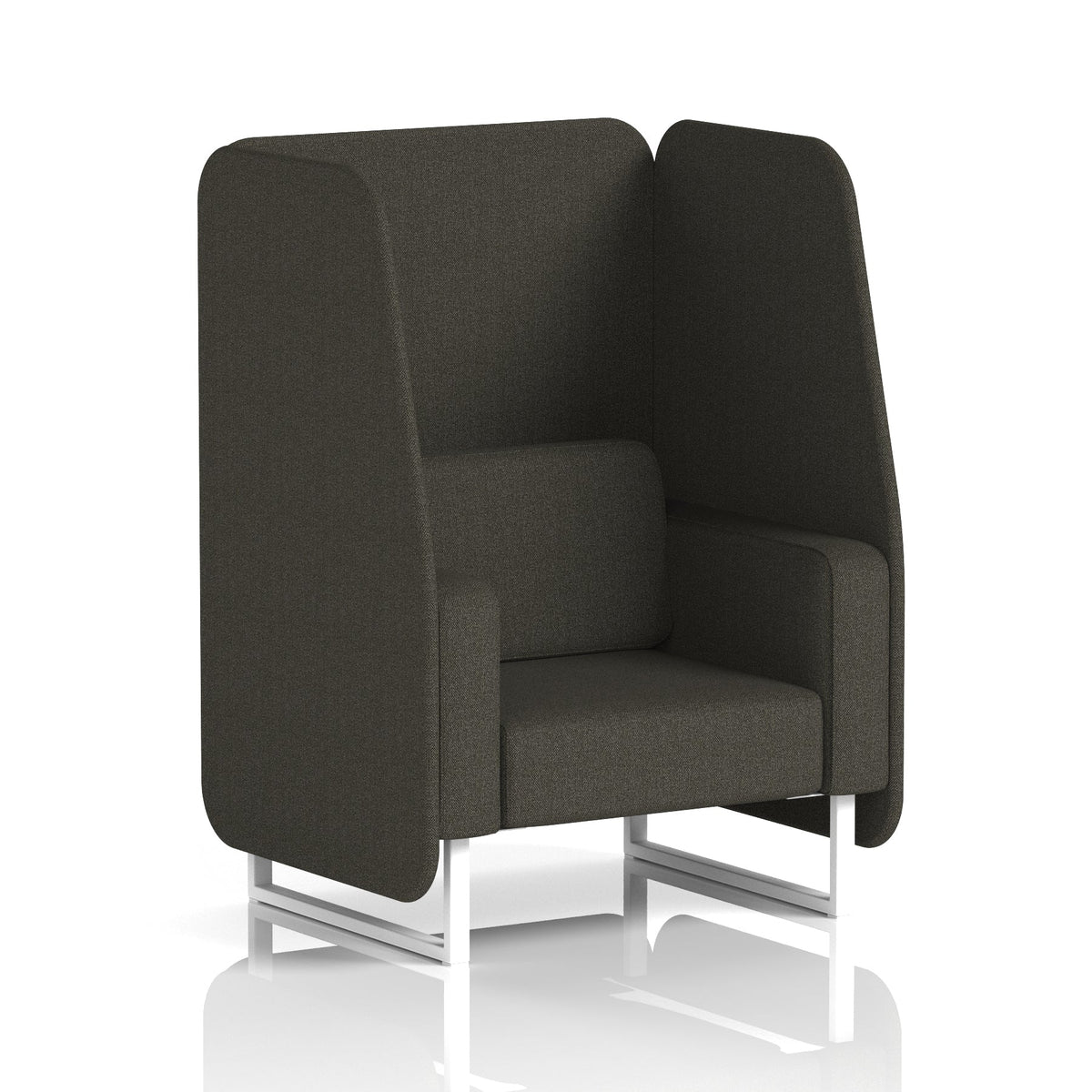 Commercial 1 Seater Open Privacy Booth – Single Tone – Crib 5 Main Line Flax - Temple Panels And Sofa White - Industrious Decor