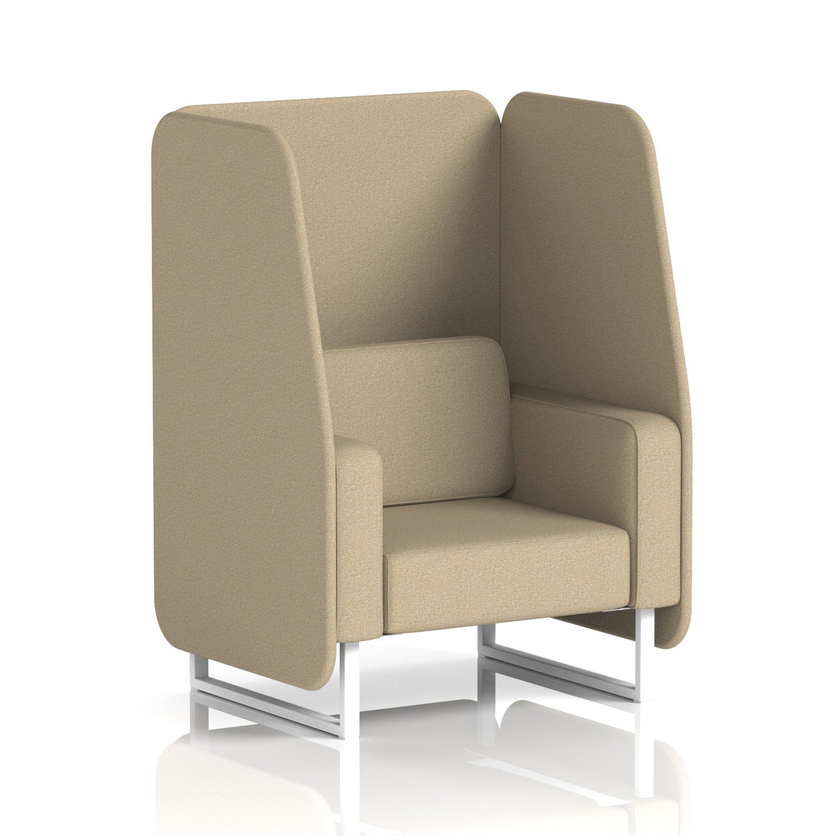 Commercial 1 Seater Open Privacy Booth – Single Tone – Crib 5 Main Line Flax - Upminster Panels And Sofa White - Industrious Decor