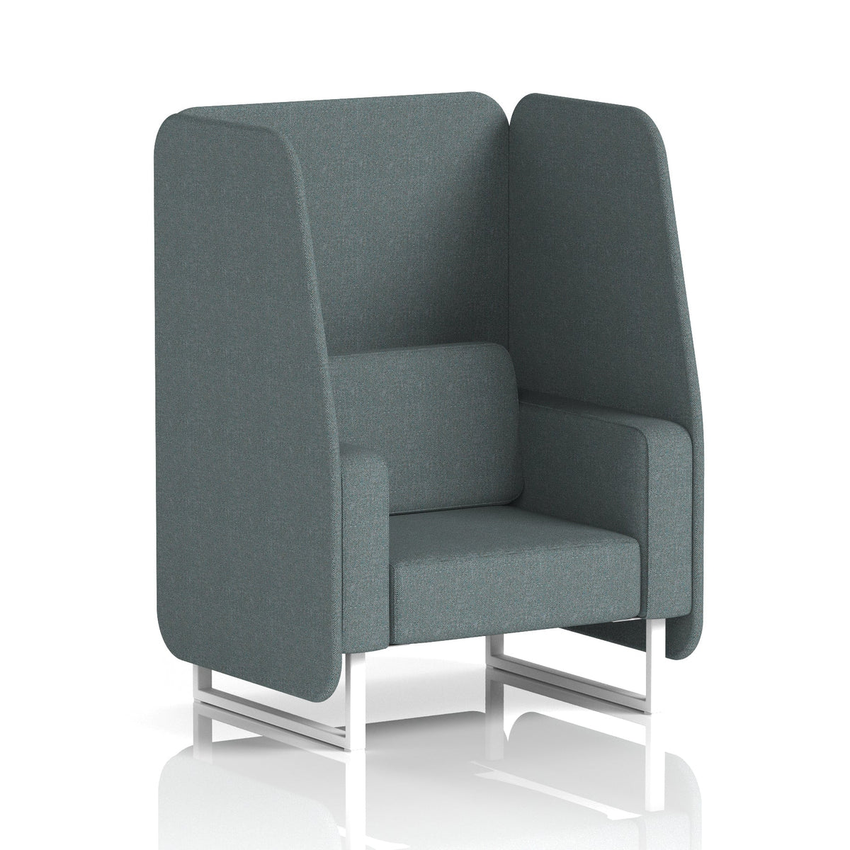 Commercial 1 Seater Open Privacy Booth – Single Tone – Crib 5 Main Line Flax - Westminster Panels And Sofa White - Industrious Decor
