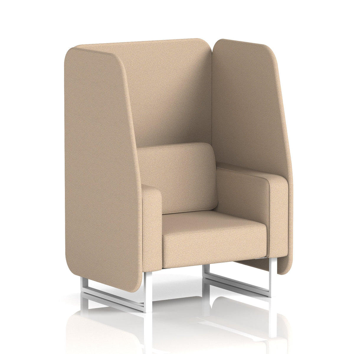 Commercial 1 Seater Open Privacy Booth – Single Tone – Crib 5 Synergy - Affix Panels And Sofa White - Industrious Decor