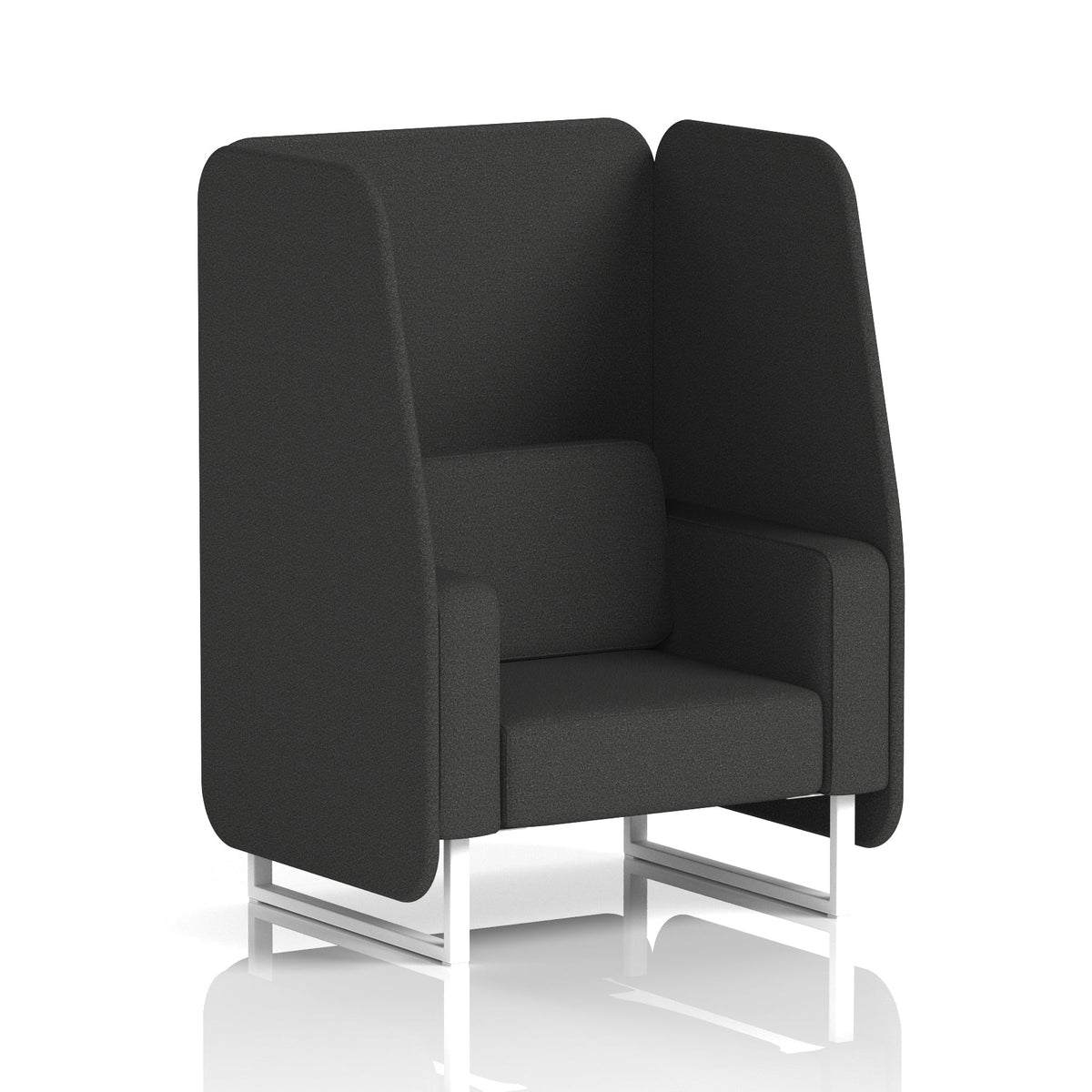 Commercial 1 Seater Open Privacy Booth – Single Tone – Crib 5 Synergy - Mix Panels And Sofa White - Industrious Decor