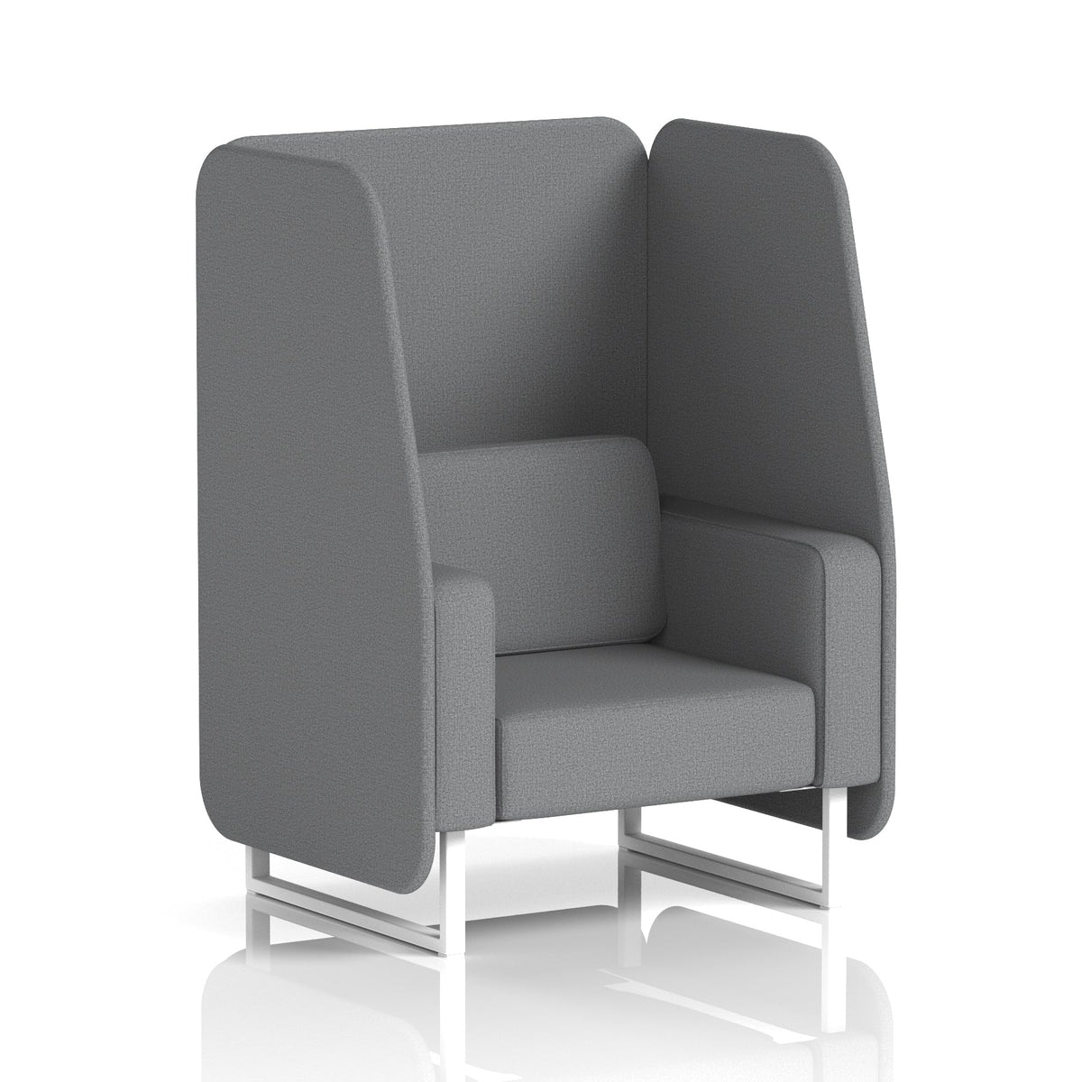 Commercial 1 Seater Open Privacy Booth – Single Tone – Crib 5 Synergy - Partner Panels And Sofa White - Industrious Decor