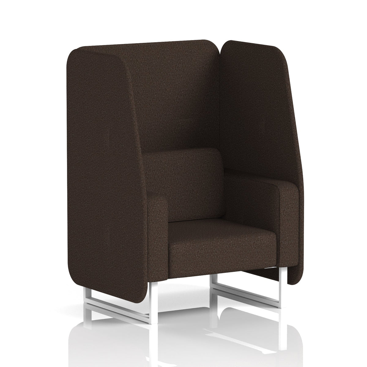 Commercial 1 Seater Open Privacy Booth – Single Tone – Crib 5 Synergy - Wed Panels And Sofa White - Industrious Decor