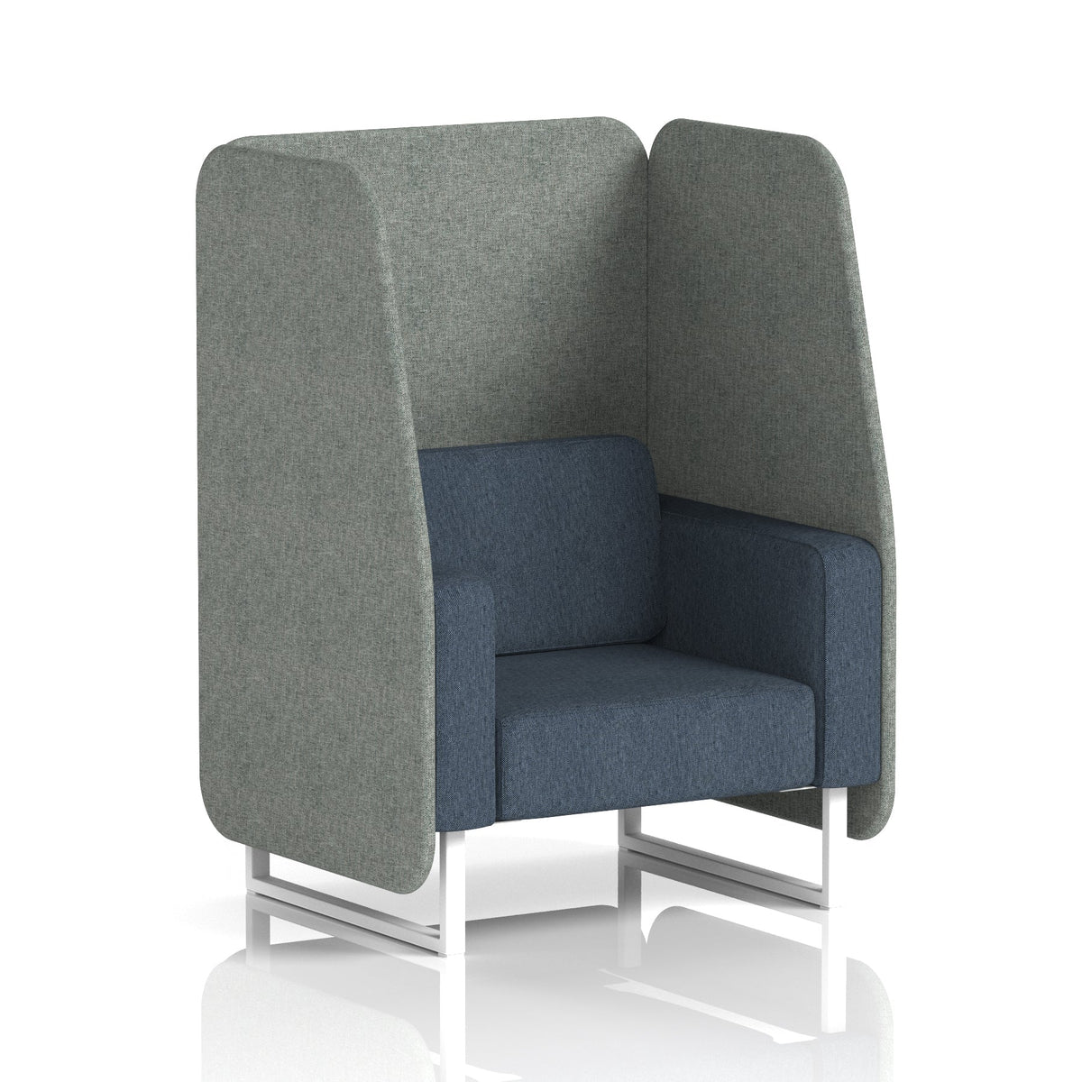 Commercial 1 Seater Open Privacy Booth – Two Tone – Crib 5 Rivet - Prime Panels And Crucible Sofa White - Industrious Decor