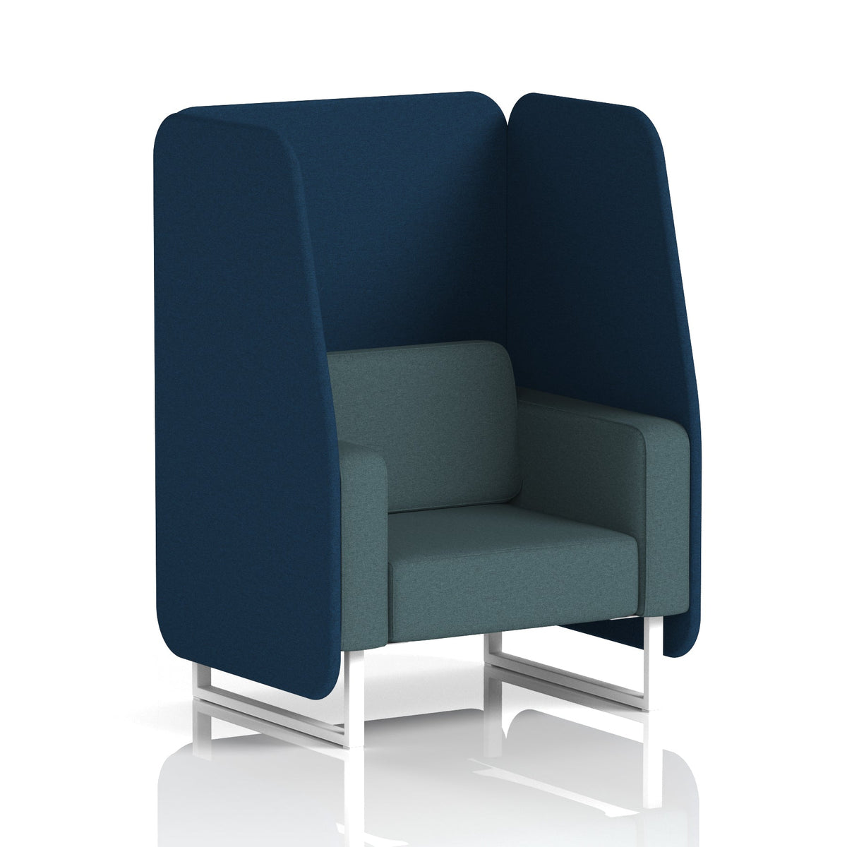 Commercial 1 Seater Open Privacy Booth – Two Tone – Crib 5 X2 - Calculus Panels And Polygon Sofa White - Industrious Decor