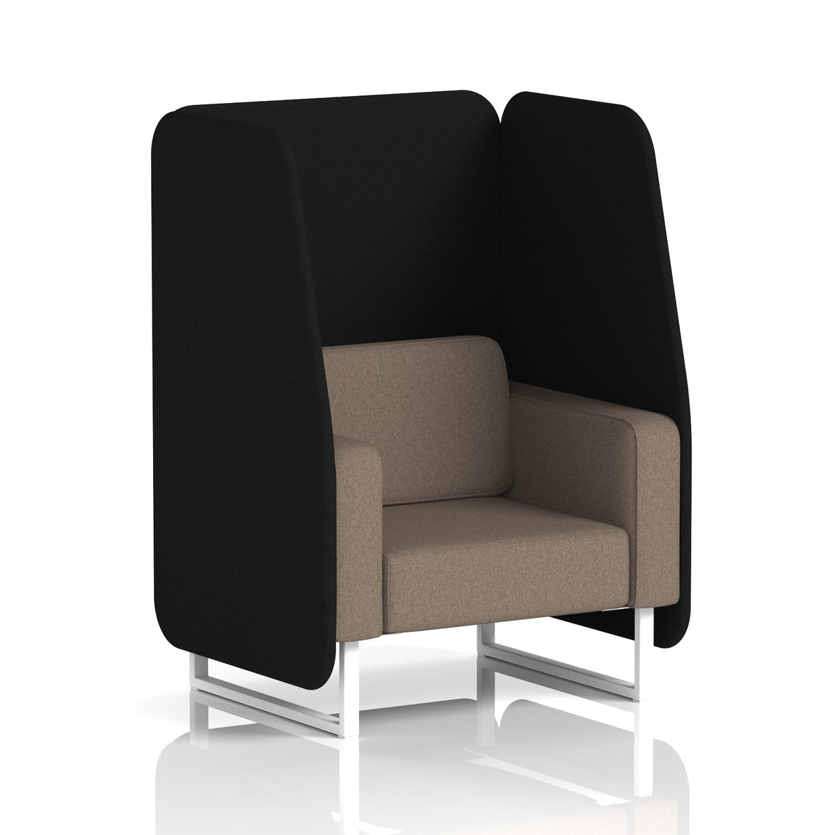 Commercial 1 Seater Open Privacy Booth – Two Tone – Crib 5 X2 - Diameter Panels And Theory Sofa White - Industrious Decor
