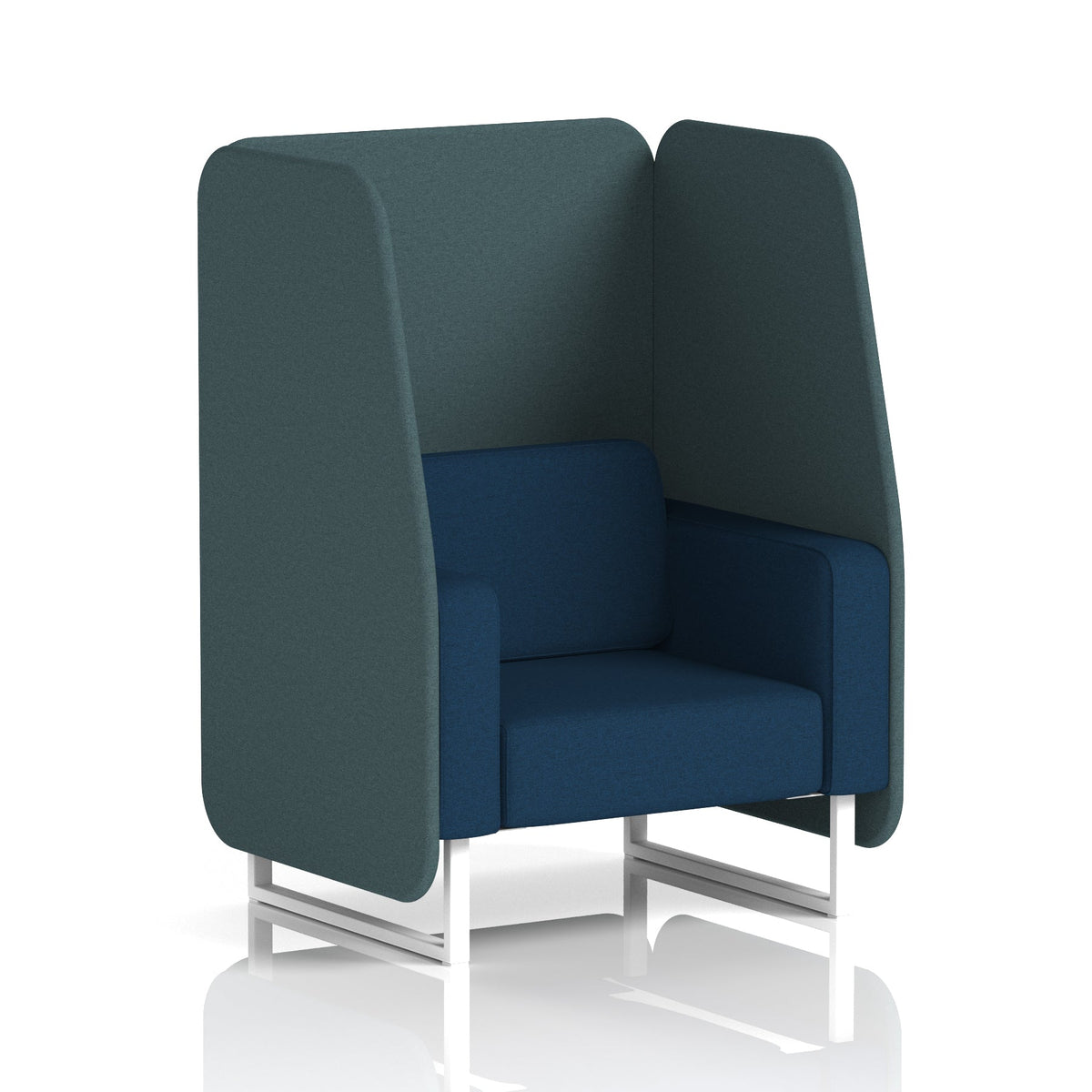 Commercial 1 Seater Open Privacy Booth – Two Tone – Crib 5 X2 - Polygon Panels And Calculus Sofa White - Industrious Decor