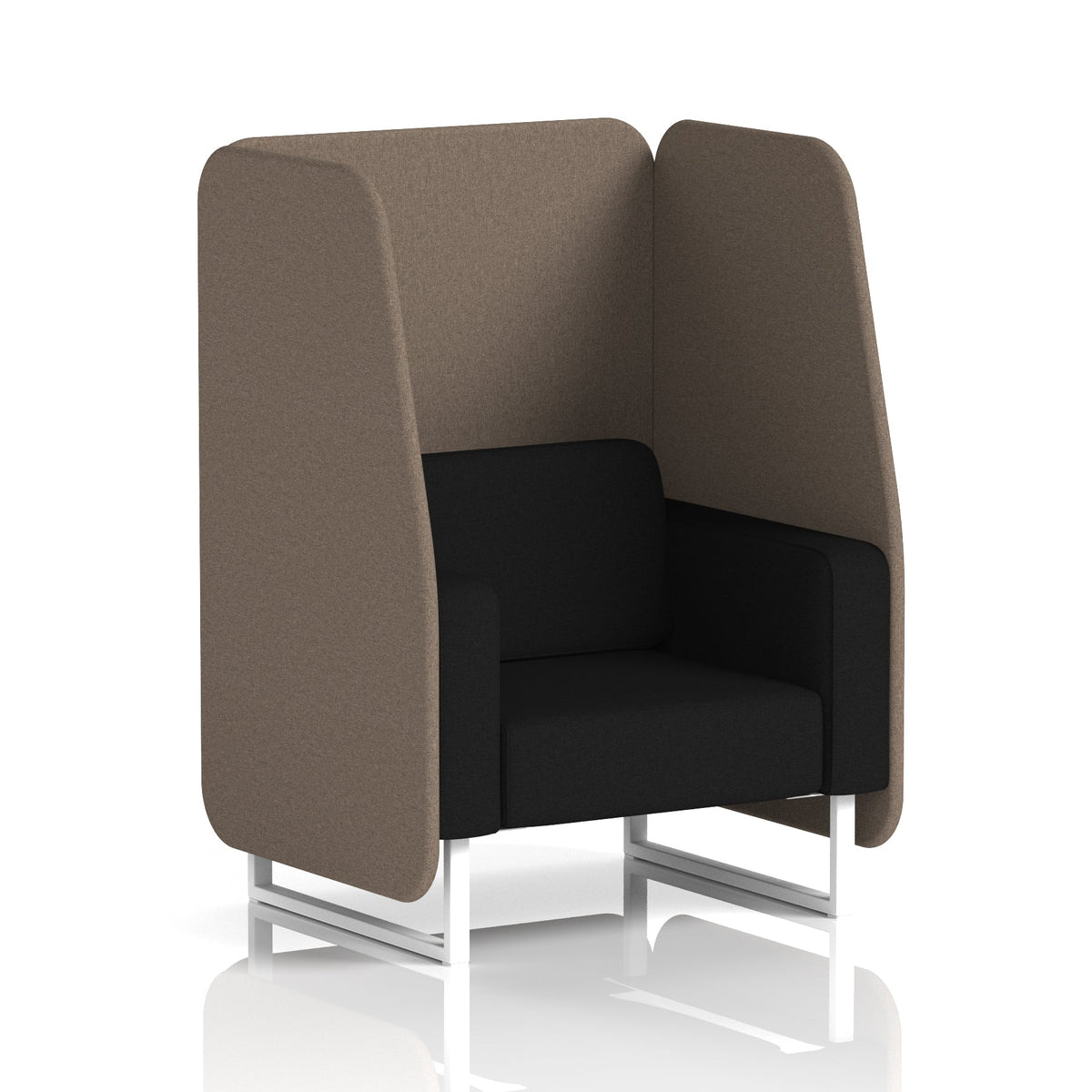 Commercial 1 Seater Open Privacy Booth – Two Tone – Crib 5 X2 - Theory Panels And Diameter Sofa White - Industrious Decor