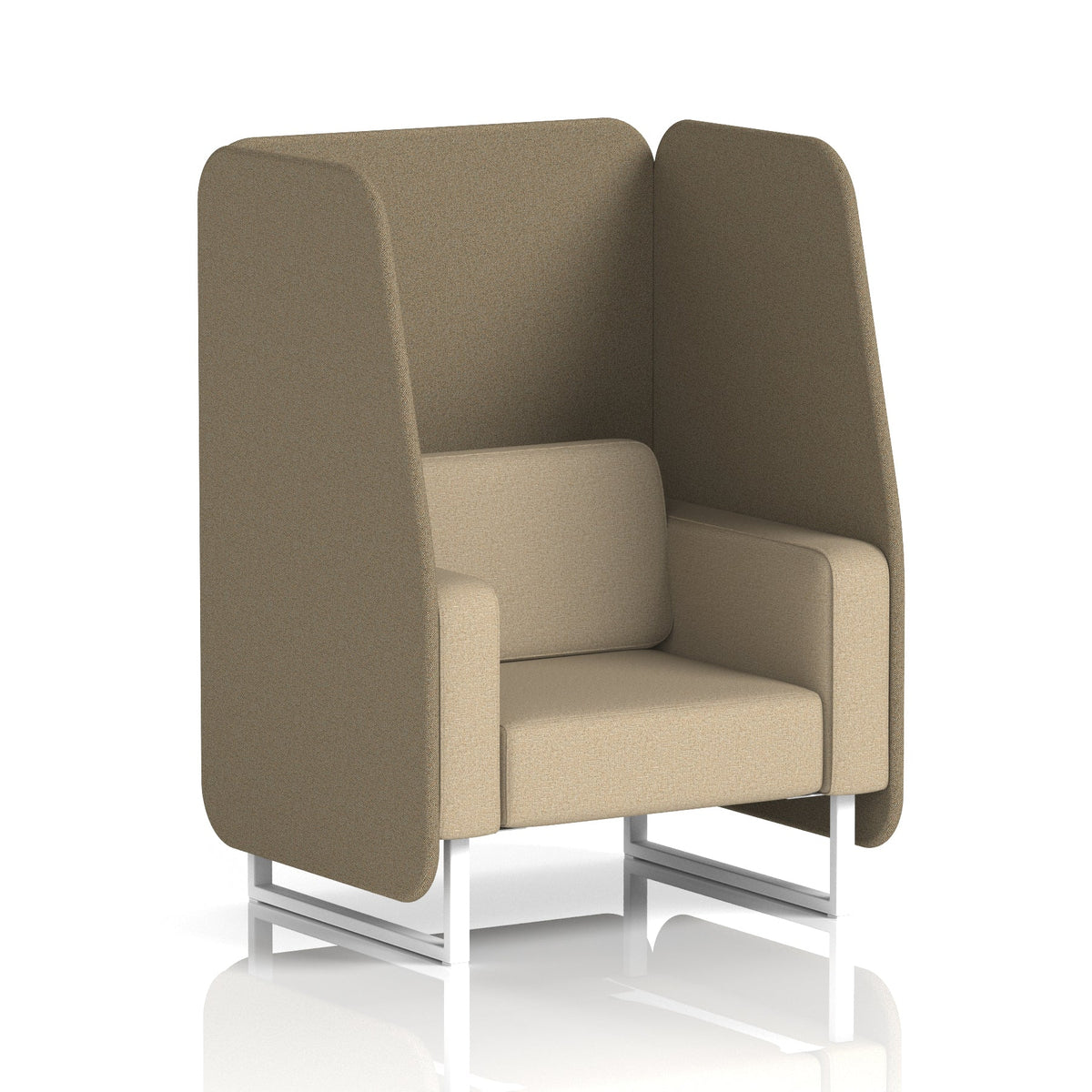 Commercial 1 Seater Open Privacy Booth – Two Tone – Crib 5 Main Line Flax - Bank Panels And Upminster Sofa White - Industrious Decor