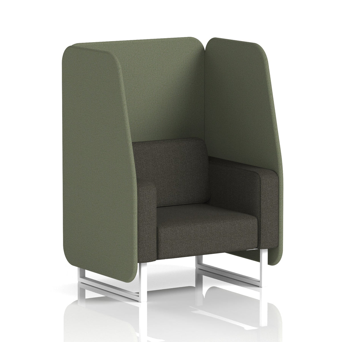 Commercial 1 Seater Open Privacy Booth – Two Tone – Crib 5 Main Line Flax - Monument Panels And Temple Sofa White - Industrious Decor