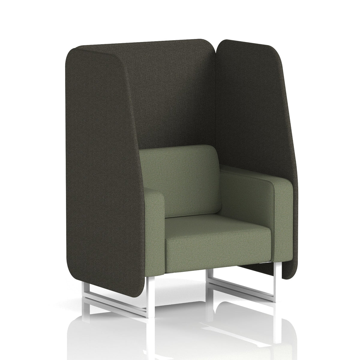 Commercial 1 Seater Open Privacy Booth – Two Tone – Crib 5 Main Line Flax - Temple Panels And Monument Sofa White - Industrious Decor