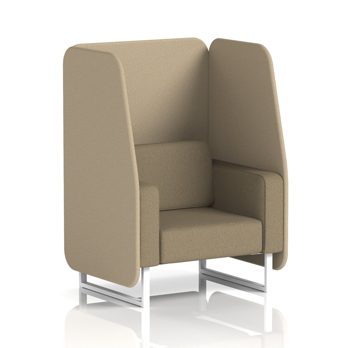 Commercial 1 Seater Open Privacy Booth – Two Tone – Crib 5 Main Line Flax - Upminster Panels And Bank Sofa White - Industrious Decor