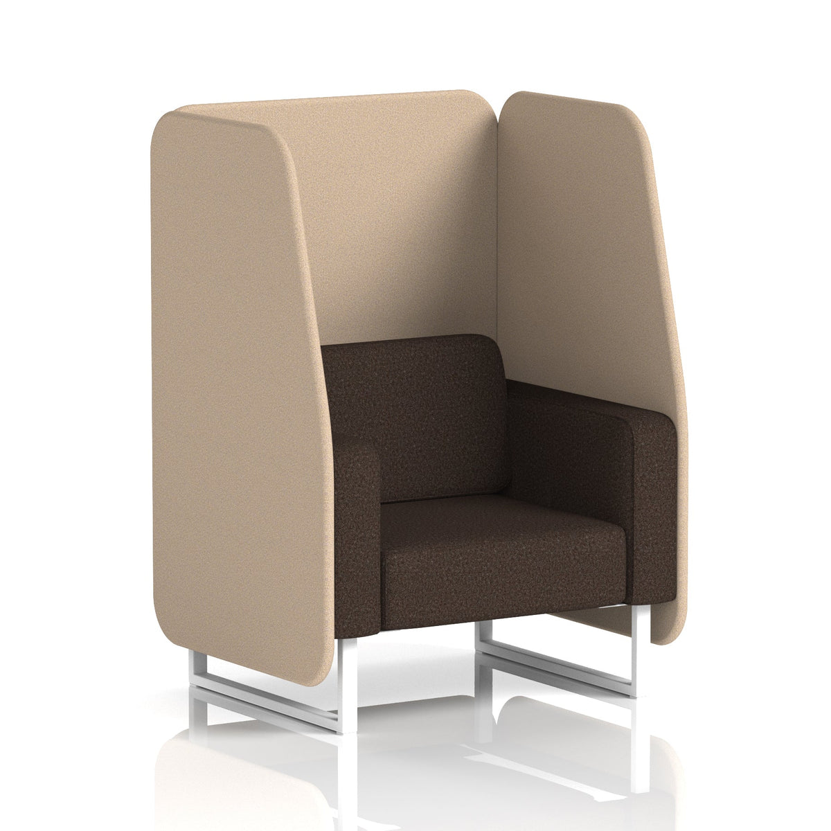 Commercial 1 Seater Open Privacy Booth – Two Tone – Crib 5 Synergy - Affix Panels And Wed Sofa White - Industrious Decor