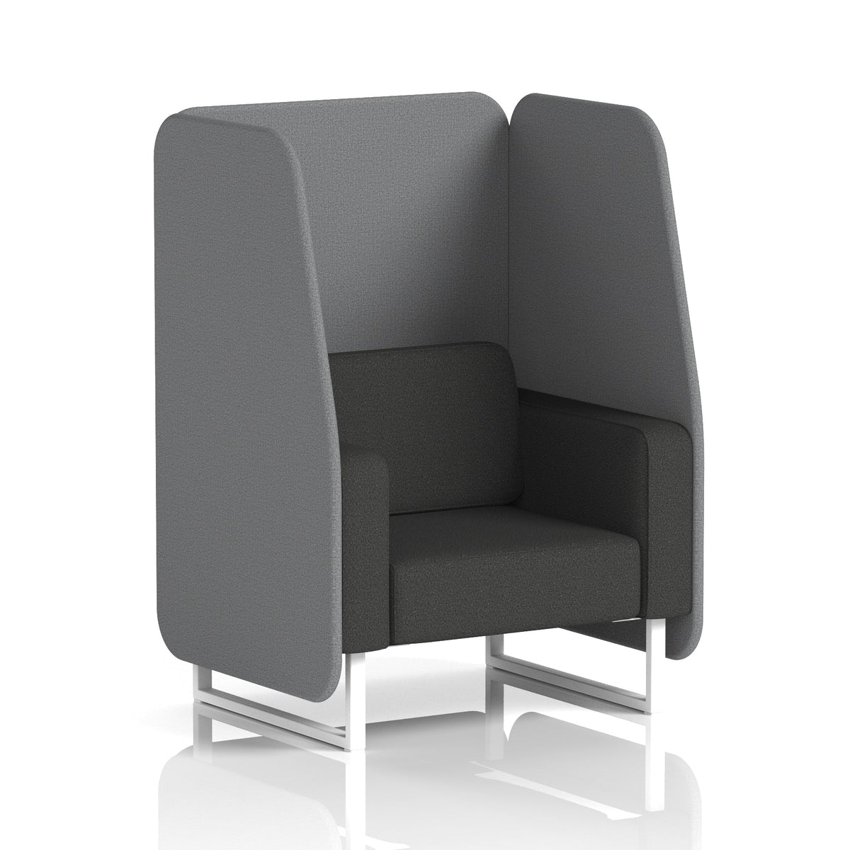 Commercial 1 Seater Open Privacy Booth – Two Tone – Crib 5 Synergy - Partner Panels And Mix Sofa White - Industrious Decor