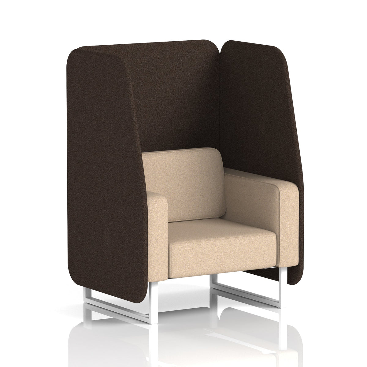 Commercial 1 Seater Open Privacy Booth – Two Tone – Crib 5 Synergy - Wed Panels And Affix Sofa White - Industrious Decor
