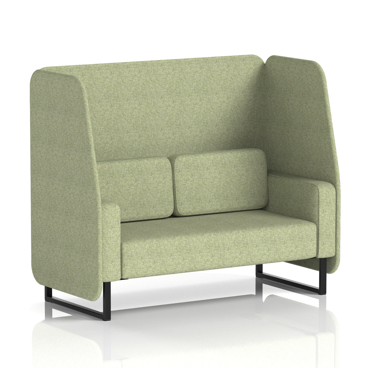Commercial 2 Seater Open Privacy Booth – Single Tone – Crib 5 Rivet - Burnish Panels And Sofa Black - Industrious Decor