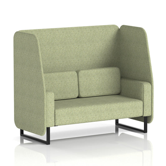 Commercial 2 Seater Open Privacy Booth – Single Tone – Crib 5 Rivet - Burnish Panels And Sofa Black - Industrious Decor