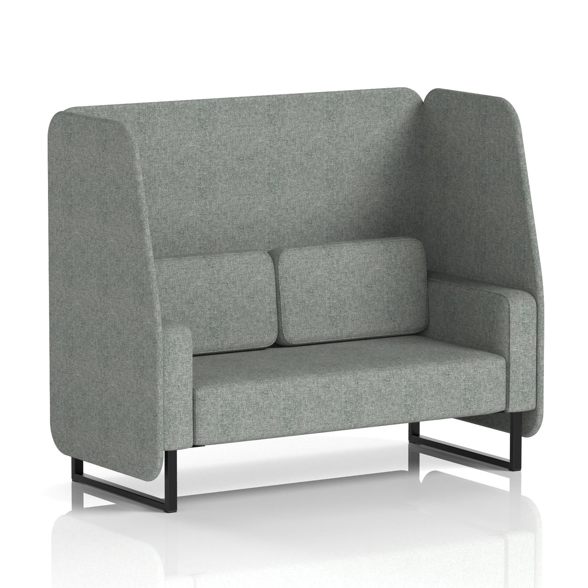 Commercial 2 Seater Open Privacy Booth – Single Tone – Crib 5 Rivet - Prime Panels And Sofa Black - Industrious Decor