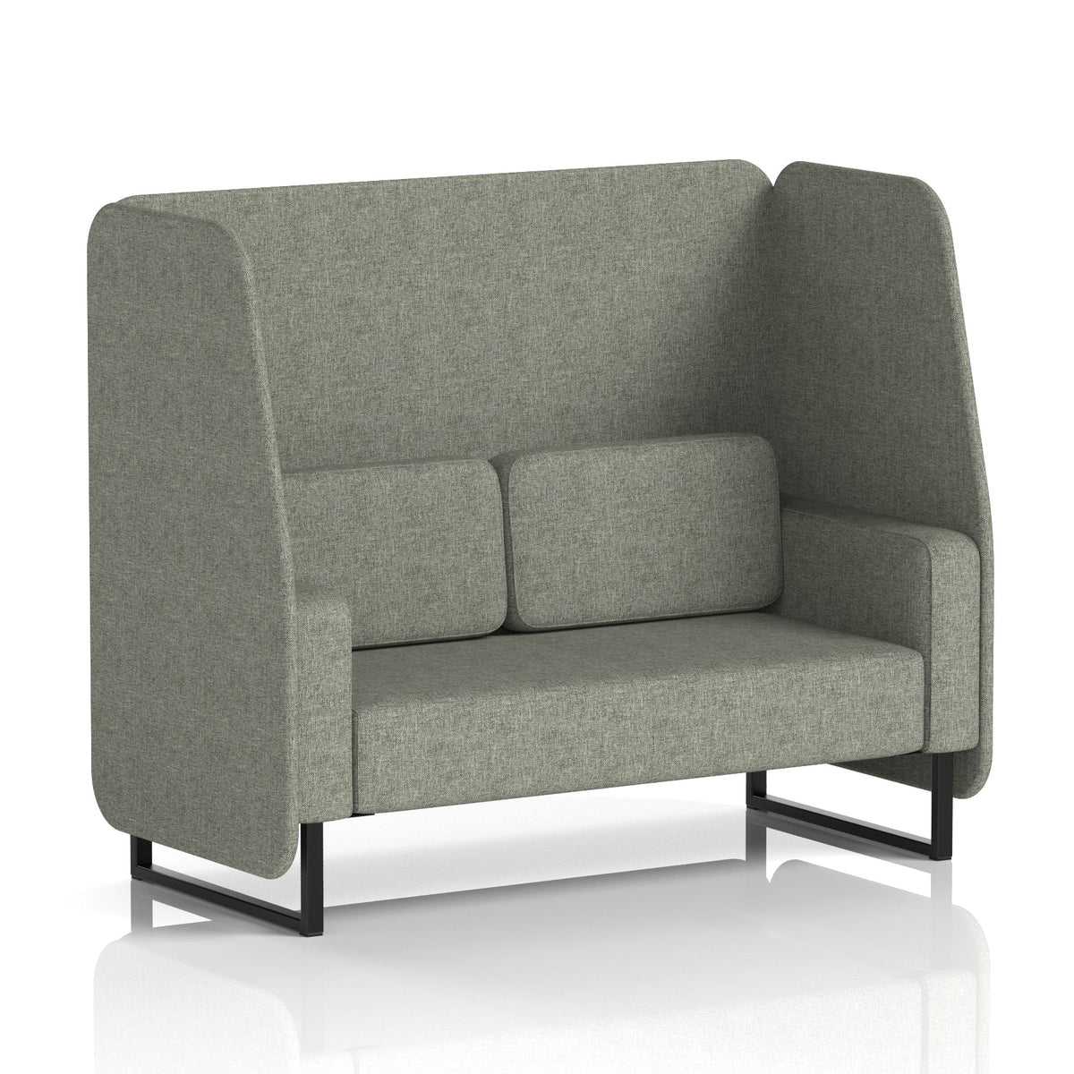 Commercial 2 Seater Open Privacy Booth – Single Tone – Crib 5 Rivet - Vitreous Panels And Sofa Black - Industrious Decor